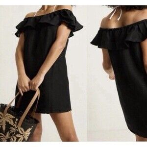 Tommy Bahama St. Lucia Black Off Shoulder Linen Blend Mini Dress tsw51030C